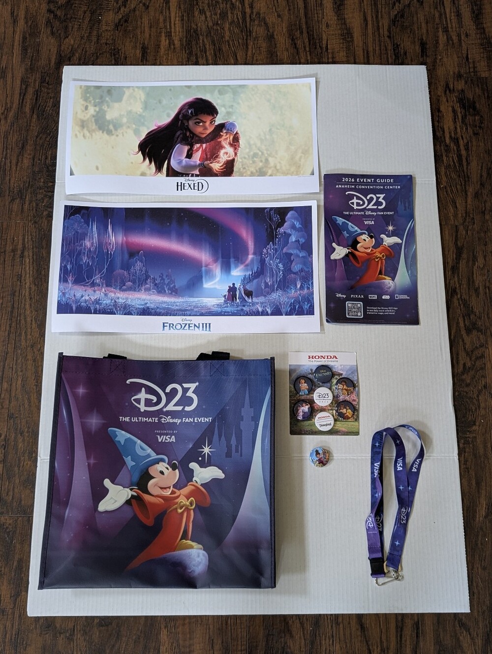 DISNEY D23 ANAHEIM EXPO ULTIMATE FAN EVENT TOTE BAG, LANYARD, Posters SWAG LOT